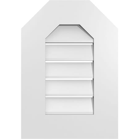 Ekena Millwork Octagonal Top Surface Mount PVC Gable Vent: Functional, w/ 3-1/2"W x 1"P Standard Frame, 14"W x 20"H GVPOT14X2001SF